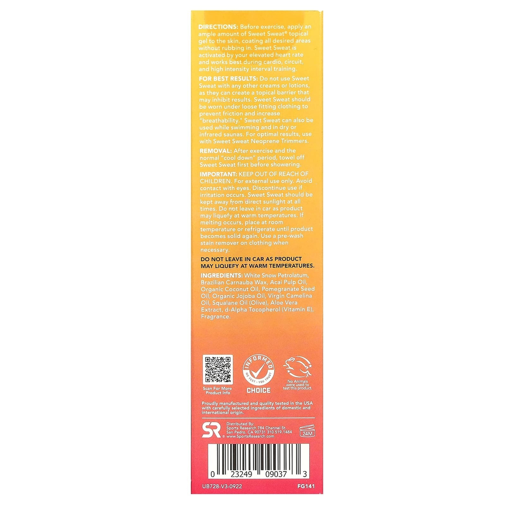 Sports Research, Sweet Sweat®, средство для улучшения тренировок, тропический, 182 г (6,4 унции)