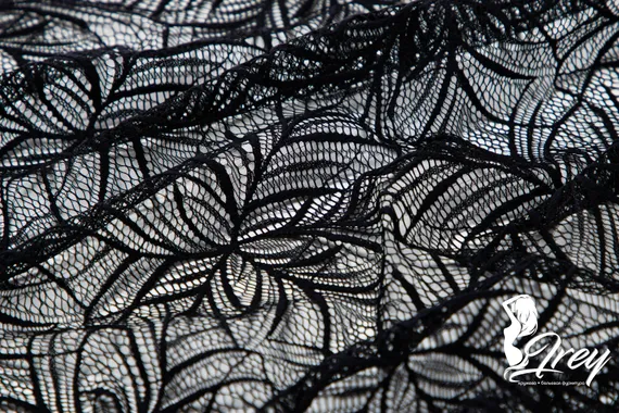 Сетка эластичная арт.022 оптом, flower mandala, Италия, черный