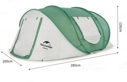 Палатка Naturehike, 4-местная, быстросборная, каркас фиберглас, серо-зеленая