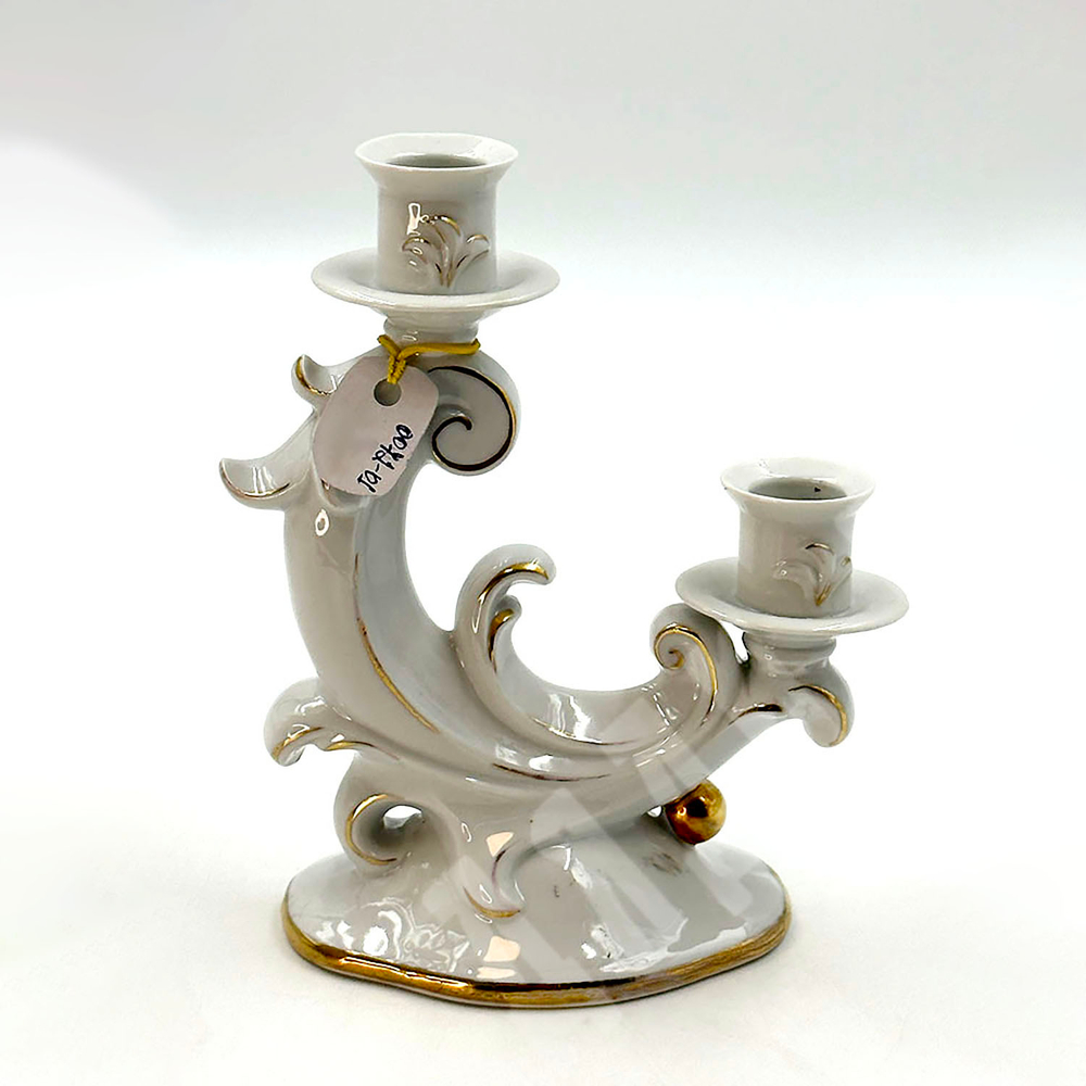 Фарфоровый подсвечник на 2 свечи. Carl Scheidig Porzellanfabrik in Gräfenthal. До 1935 г.