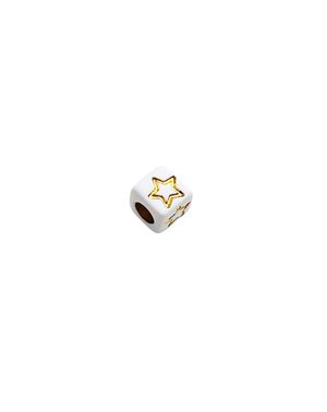 Подвеска Бусина - символ 5 мм ( White / Gold )