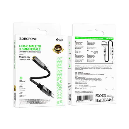 Переходник BOROFONE BV23 TypeC - Aux 3.5 (черный)