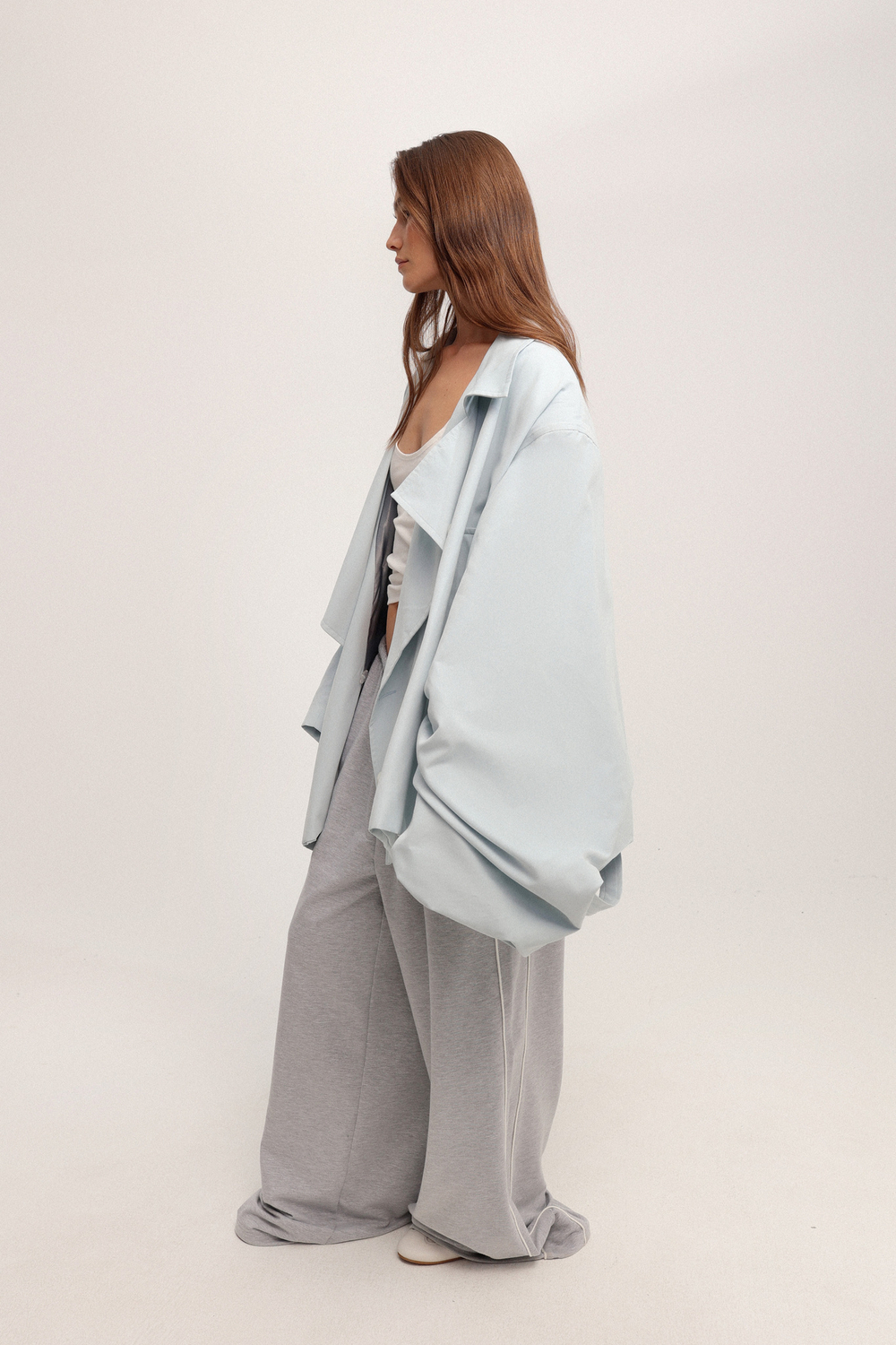 Кроп тренч с асимметричным воротником