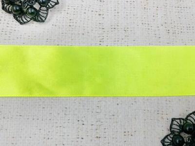 Лента атласная, ш. 2,5 см, жёлтый неон