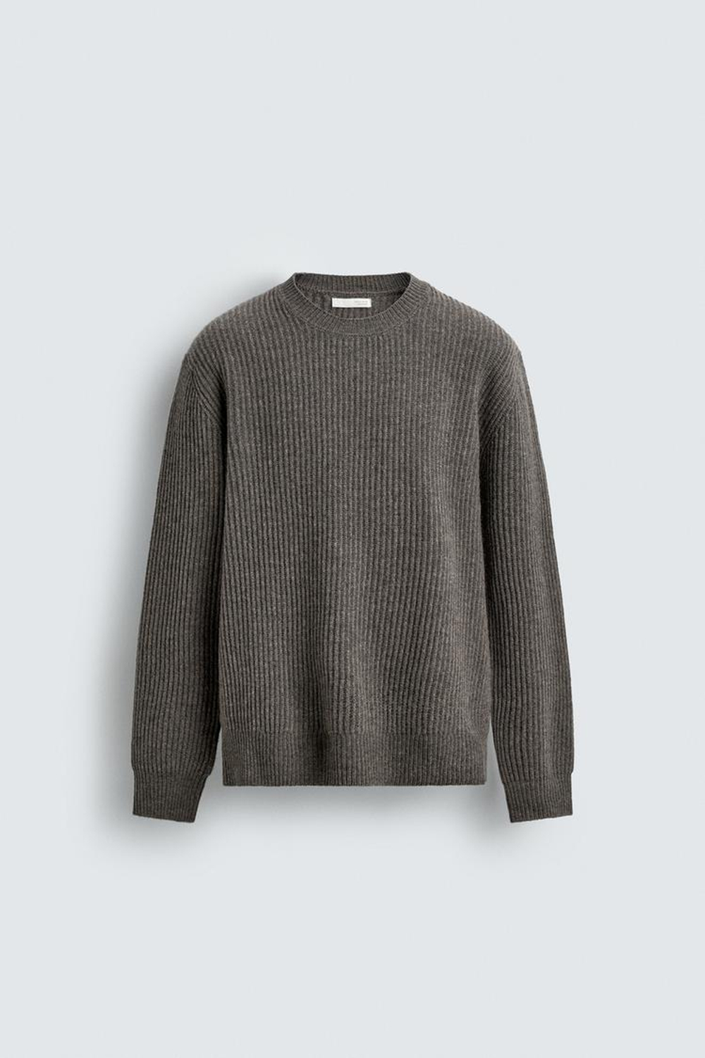 ZARA ШЕРСТЯНОЙ СВИТЕР С ТЕКСТУРНЫМ УЗОРОМ, ЗЕЛЕНЫЙ/СЕРЫЙ