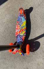 RR2-S/RR2-1/Самокат четырехколесный колеса: PU, светящ. d120 d76 мм., Руль: 66-87 см 60 кг, оранжевы