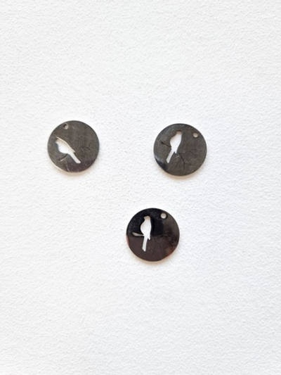 100019630 Подвеска "Птица", нерж.сталь, плоская, круглая