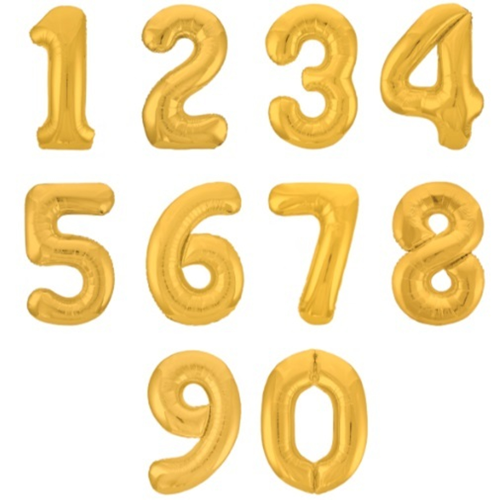 Фольгированная цифра, цвет Золото 102 см