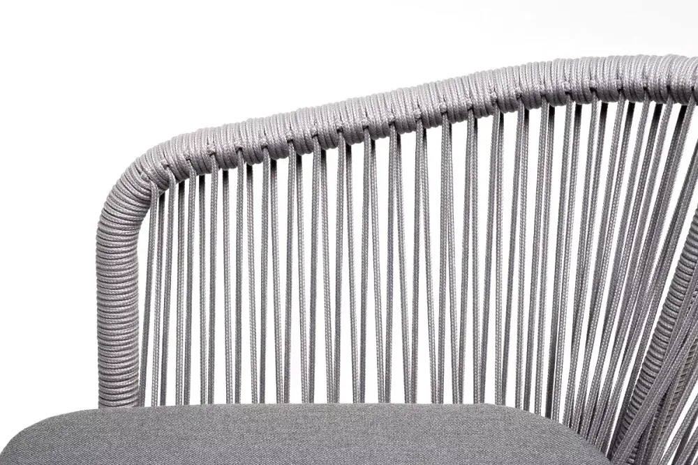 "Малага" обеденная группа на 6 персон со стульями "Марсель", каркас белый, роуп светло-серый