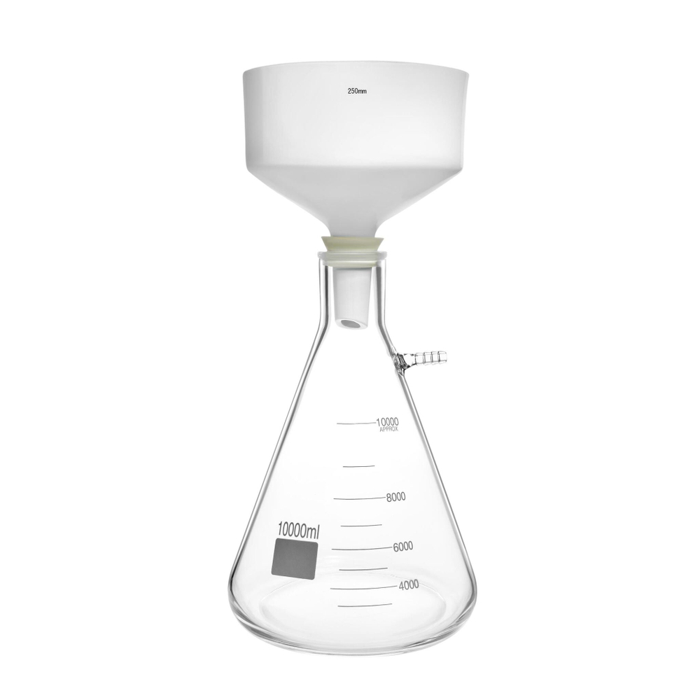 Набор: колба Бунзена 10000 мл, воронка Бюхнера 250 мм, прокладка.