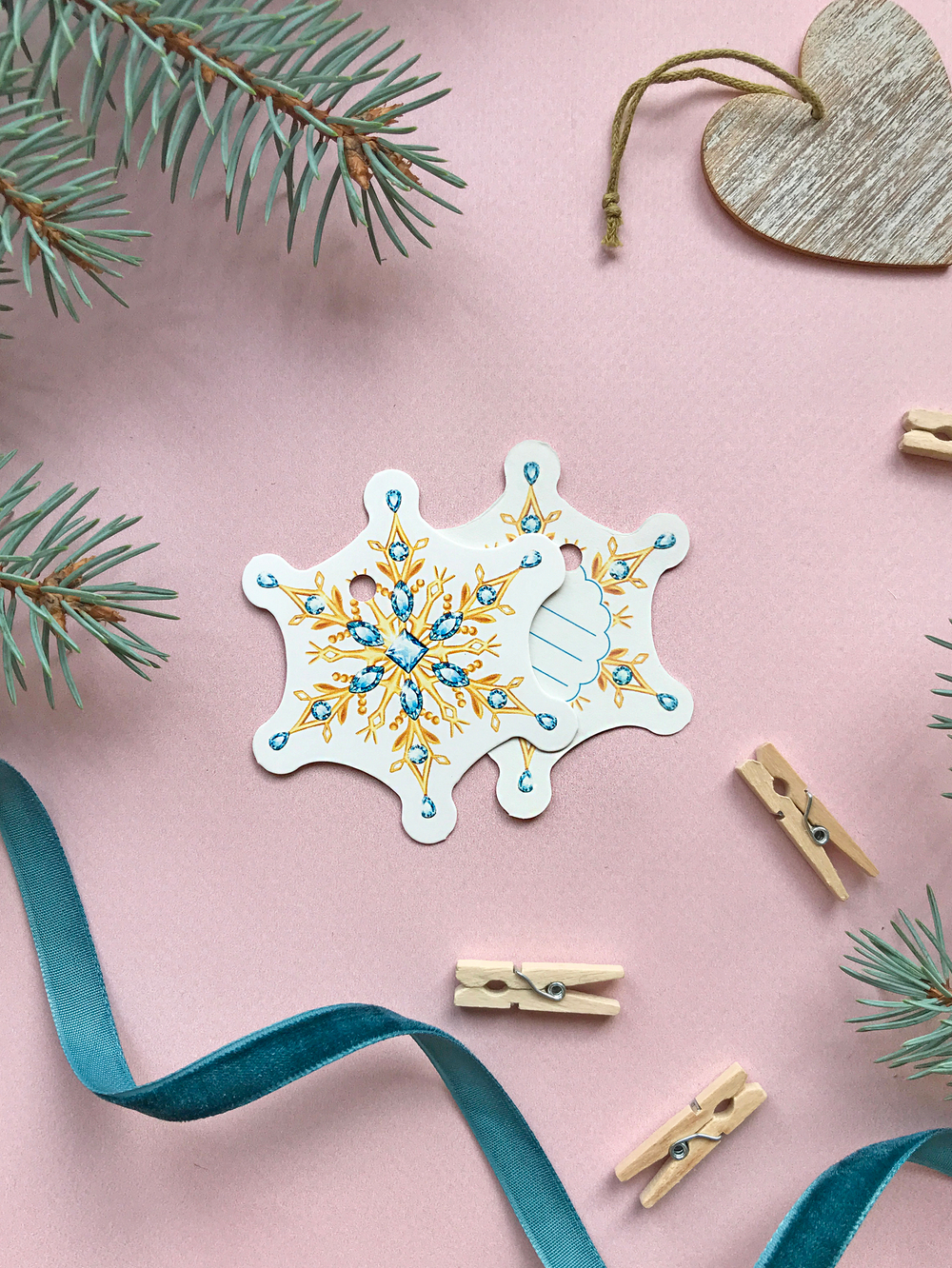 Бирка на подарок  «Снежинка новогодняя», 6,5 × 6 см