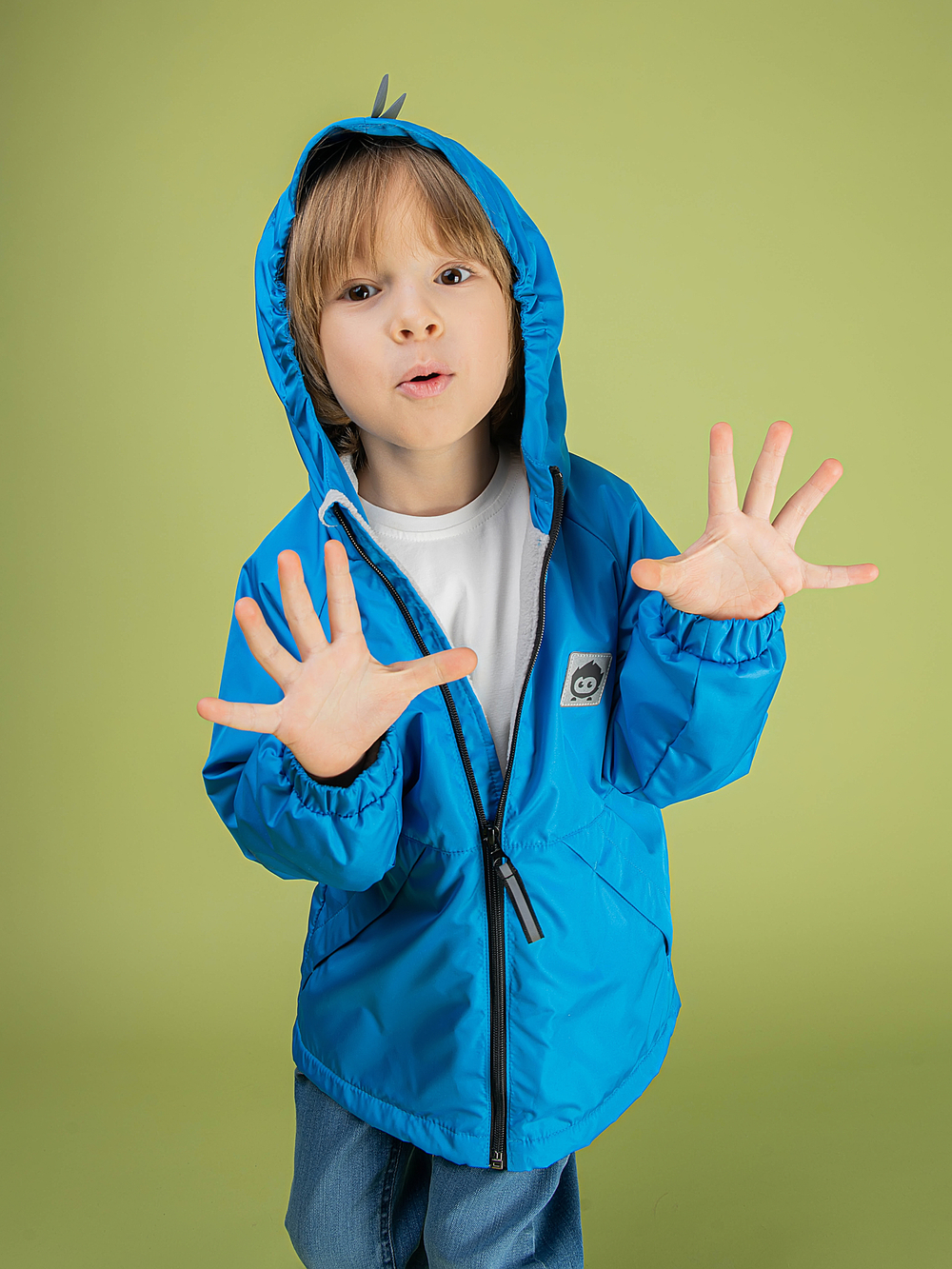 Куртка на флисовой подкладке "Дино" голубой