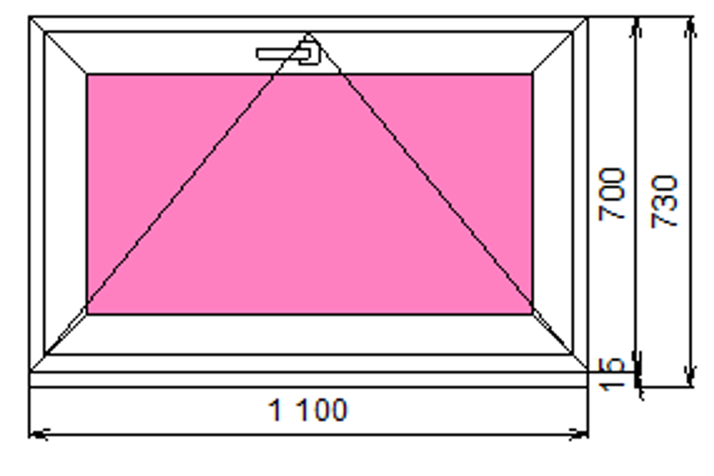 Пластиковое окно 700 х 1100 фрамуга (форточка) ТермА Эко