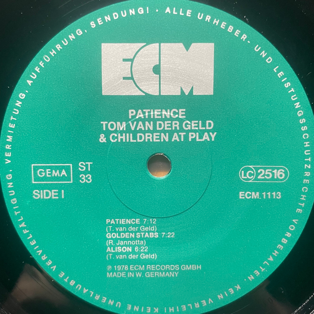 Tom Van Der Geld And Children At Play ‎– Patience (Германия 1978г.) ECM