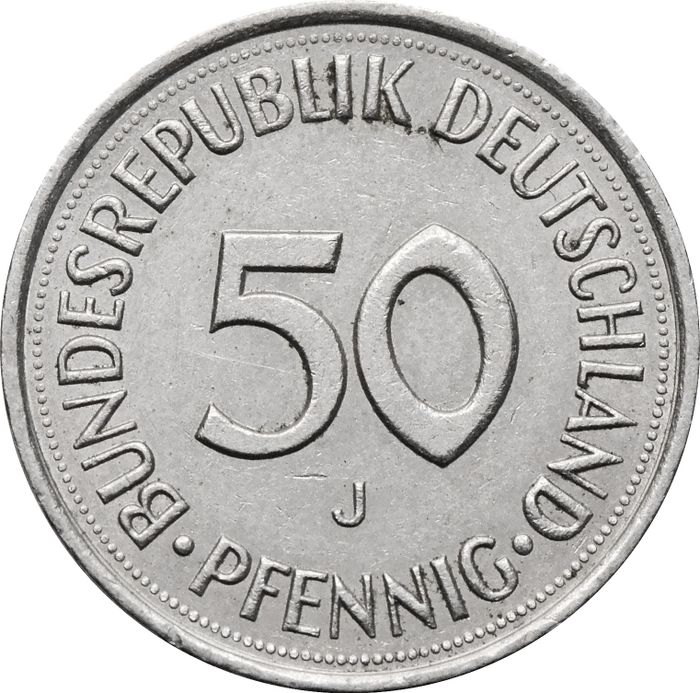 50 пфеннигов 1950-2001 Германия (ФРГ)