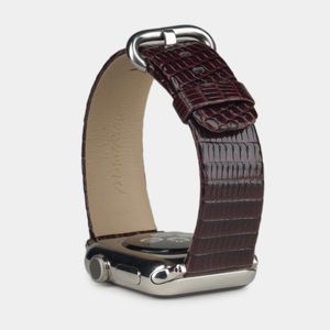 Ремешок для Apple Watch 44/45/46 mm из кожи ящерицы, бордового цвета