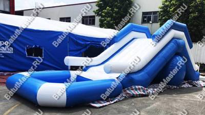 Надувная прямая водная горка «Пляжная» с бассейном, 7*2.5*3 м