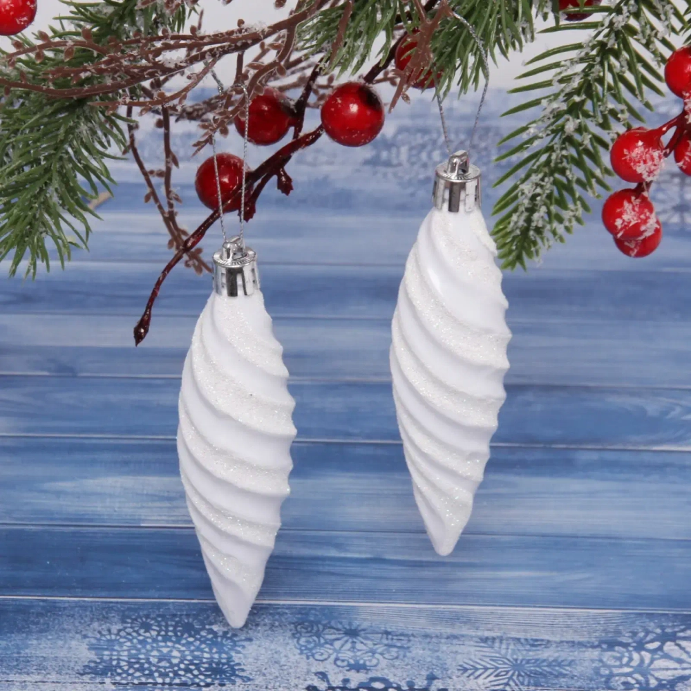 Ёлочные игрушки «Таинственное очарование» Сосульки 10 см (набор 2шт), белый