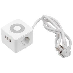 S-GCD2-1.5SBU WHITE Удлинитель серии Standard. с-з. шнур 1.5м. 2 гнезда. 3 USB. 16А. Белый. ТМ Uniel