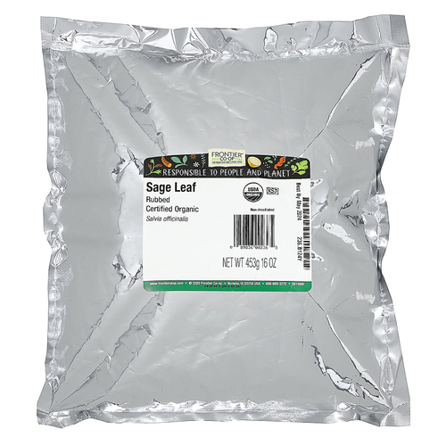 Frontier Co-op, Органические молотые листья шалфея, 16 унций (453 г)