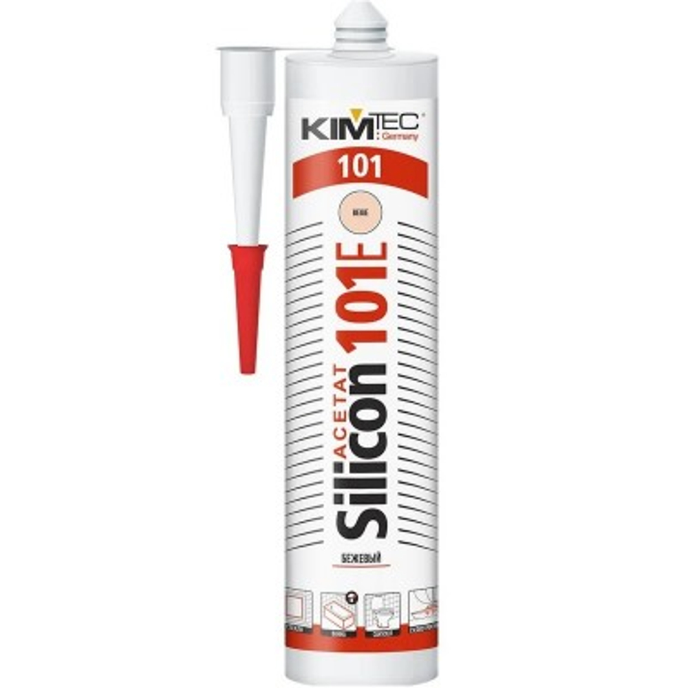 Герметик KimTec 101e Silicon, бежевый, 280 мл