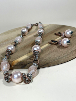 Комплект колье и серьги муранское стекло