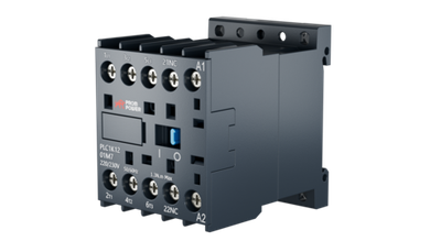 Миниконтактор Prompower PLC1K1201M7 серии Pulse, ток 12А, 3 полюса, доп контакт 1НЗ, катушка 230AC
