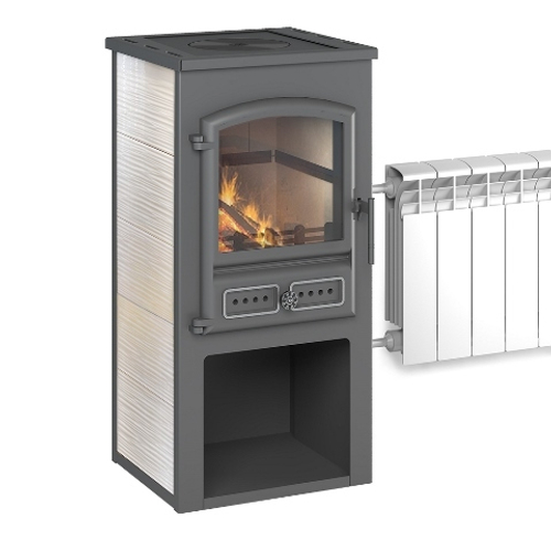 Камин ЭТНА (БКД) с плитой и т/о "Бежевый" Ø115мм