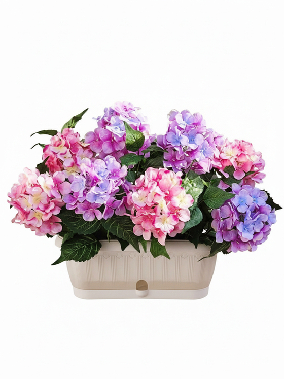 Искусственные цветы Гортензия розово-лиловая 40см в балконном ящике