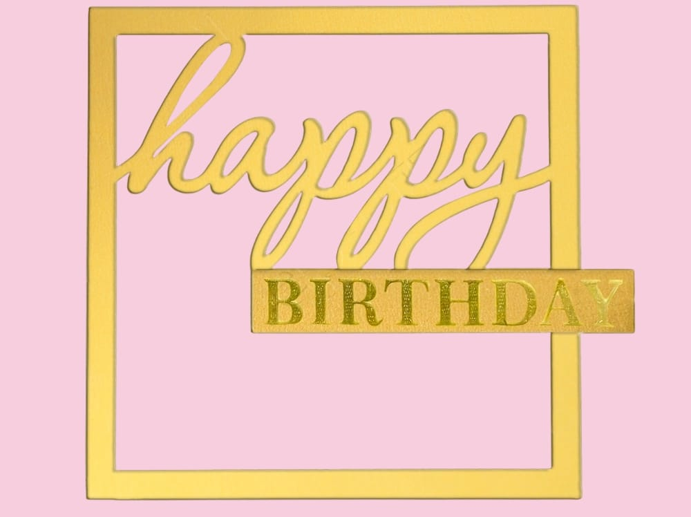 Топпер боковой "Happy Birthday " в золотой рамке