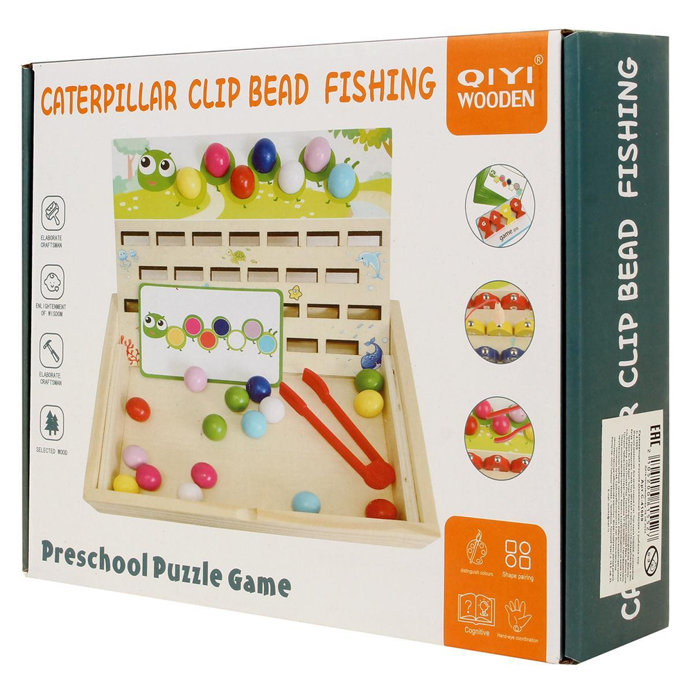 Развивающая игрушка деревянная Шарики + рыбалка, коробка C-41669