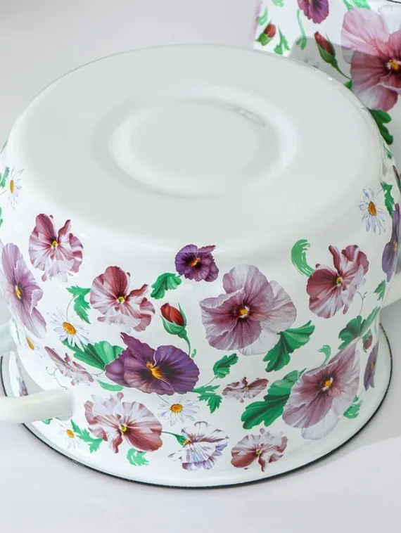 Набор кастрюль «Анютины глазки», 2 предмета: 4 л, 5,5 л, эмалированные крышки, индукция