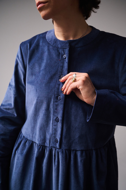 Платье оверсайз, вельвет индиго