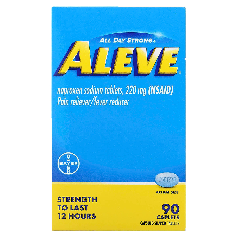 Aleve, обезболивающее и жаростойкое средство, 90 капсул