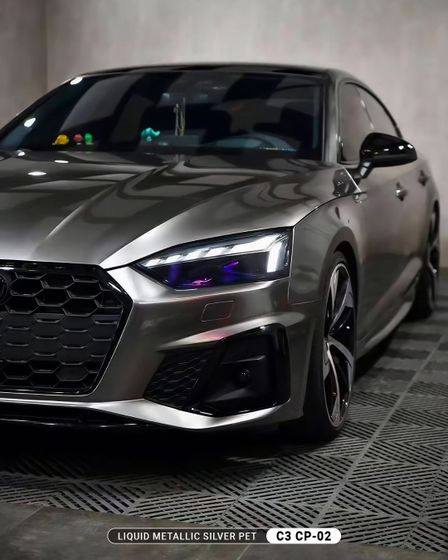 Пленка PET металлик серебро темное глянцевая Liquid Silver Carbins