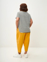 Футболка дизайнерская тельняшка оверсайз с фигурным низом тельняшка/хаки