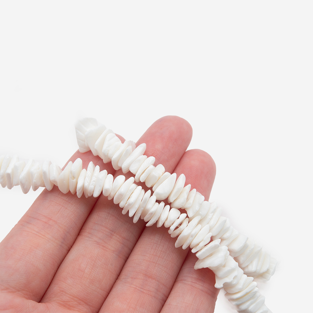 Бусины в форме квадратов, ракушечник, оттенок "Белый", 6-8мм