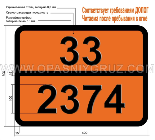 Табличка Опасный груз 33-2374 33-ДИЭТОКСИПРОПЕН