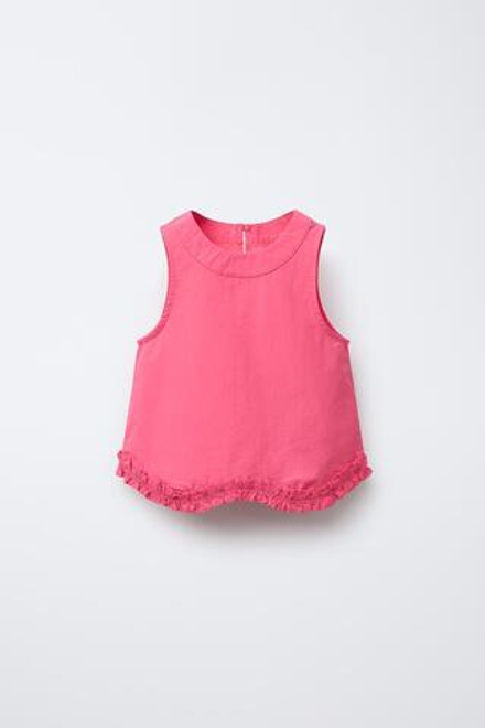 ZARA ТОП С ОБОРКАМИ, МАЛИНОВЫЙ