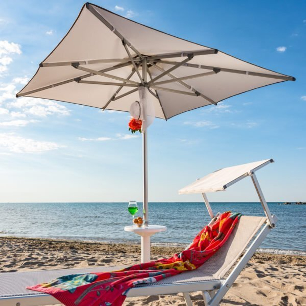 Шезлонг-лежак металлический Magnani 501 Relax, серебристый, слоновая кость