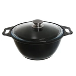 Кастрюля алюминевая 2л литой алюминий со стеклянной крышкой КМ-к22а