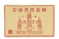 0373/2021 Чай прессованный черный Пуэр Шу "Саньта", ча чжуань 250гр