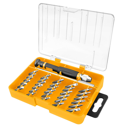 TOLSEN (TT20047s) Набор вставок (бит) 4 мм, PH, PZ, Hex, Torx, Slotted, прецизионных, 32 предмета