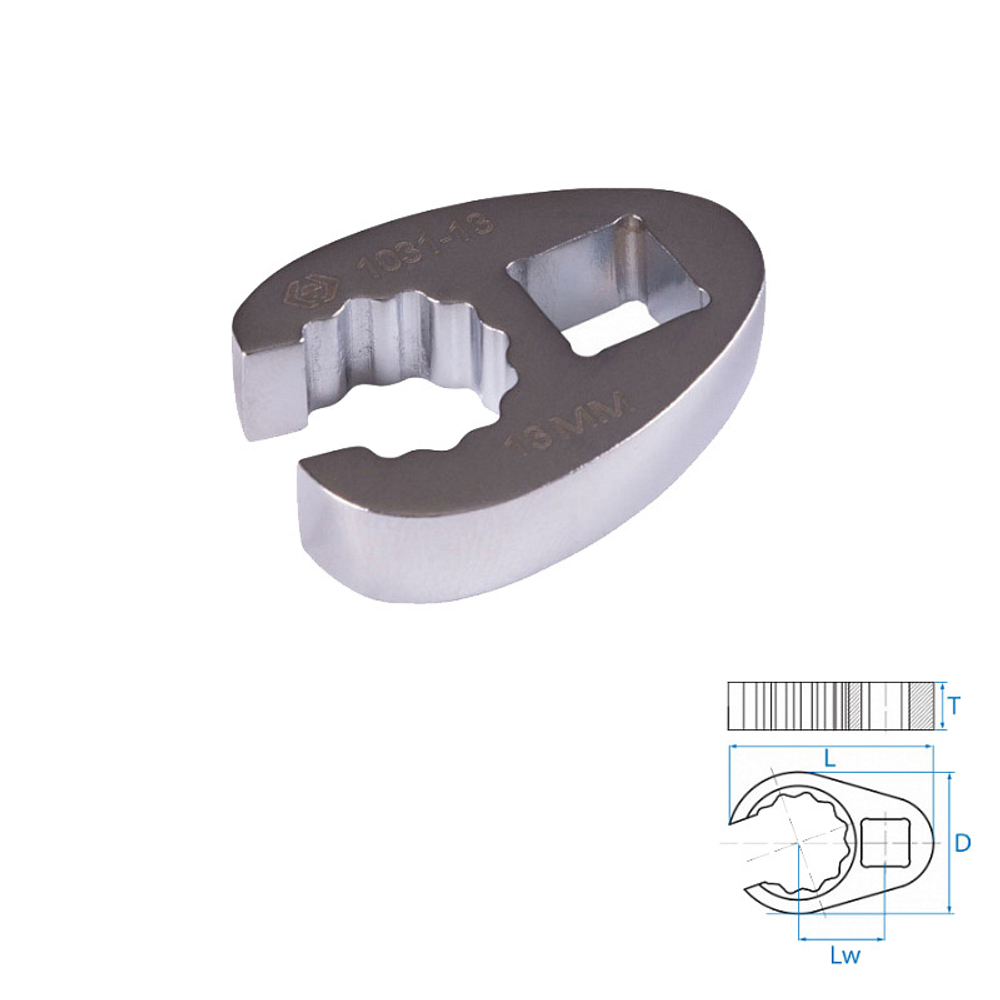 KING TONY (1031-13R) Ключ разрезной (воронья лапка) 3/8", 13 мм