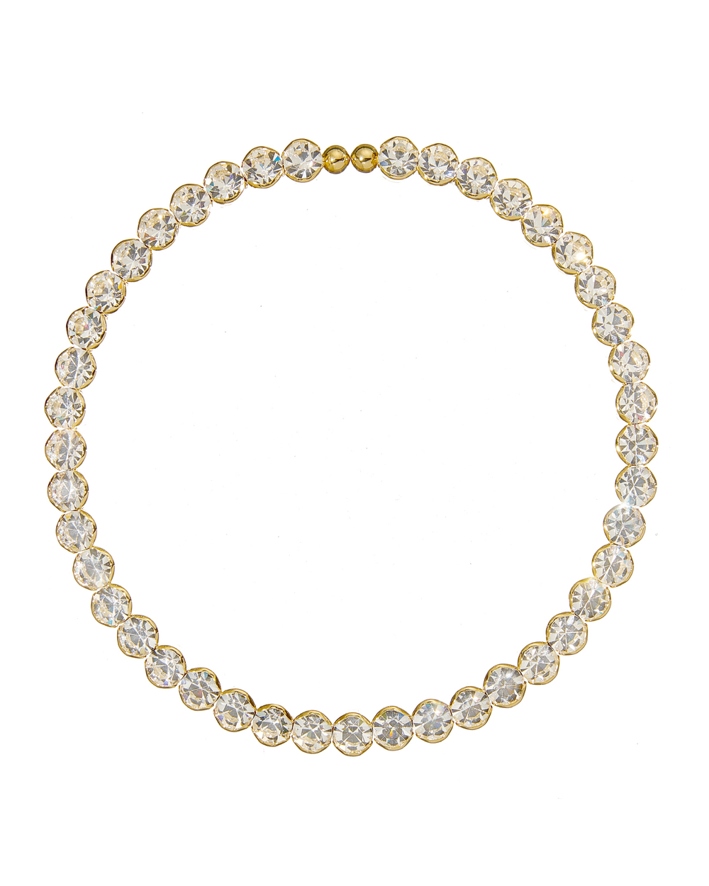 Колье чокер жесткая основа, крупные круглые камни, золото