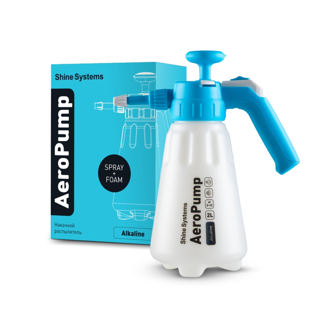 Shine Systems AeroPump Alkaline - пенно-эмульсионный помповый распылитель для щелочных составов, 2л