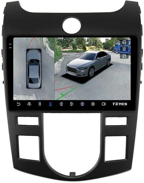 Магнитола для KIA Cerato 2 2008-2013 (климат, рамка черная) - Teyes CC3-2K-360 на Android 10, Быстрая, 2K QLED, CarPlay, 4G SIM-слот, 4 камеры в комплекте