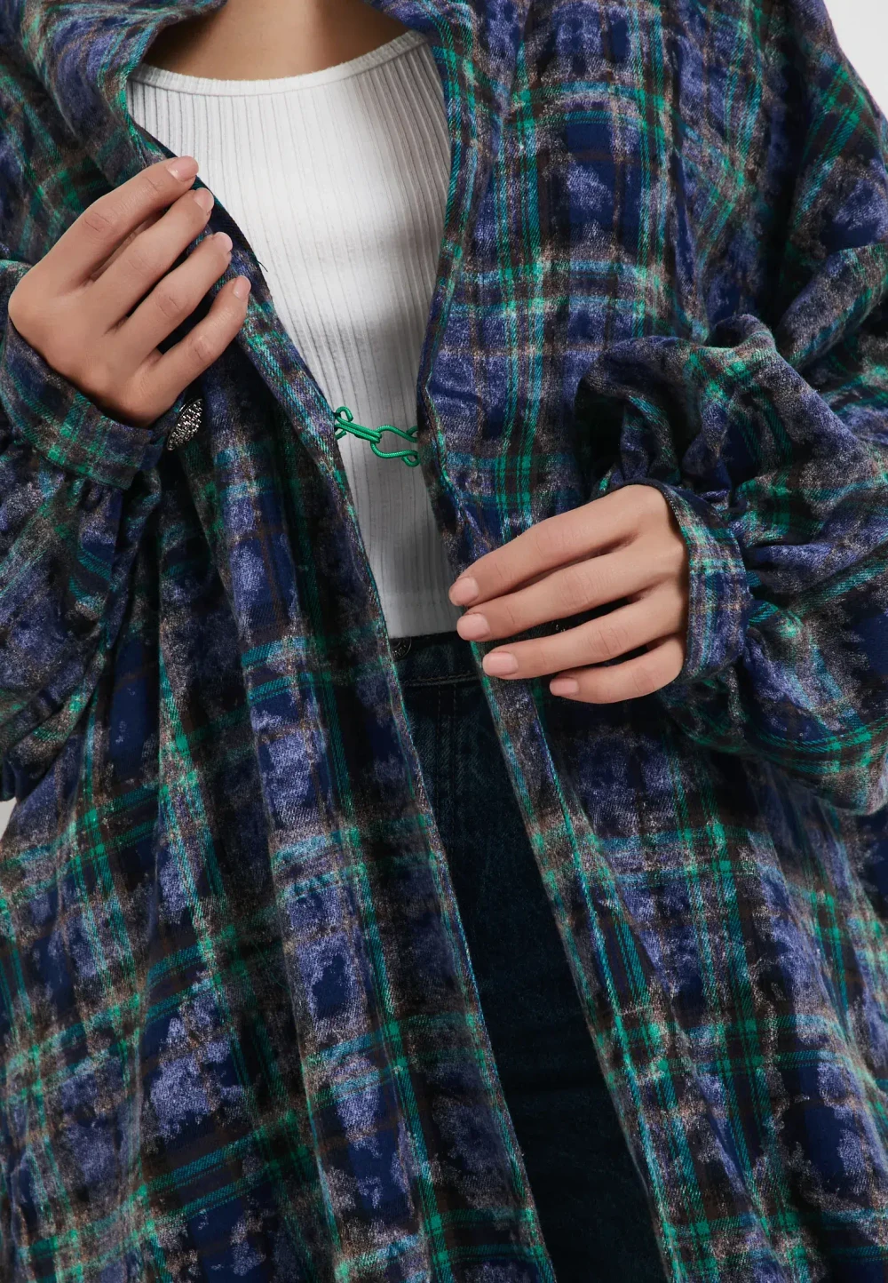 Рубашка Кардиган синяя клетка