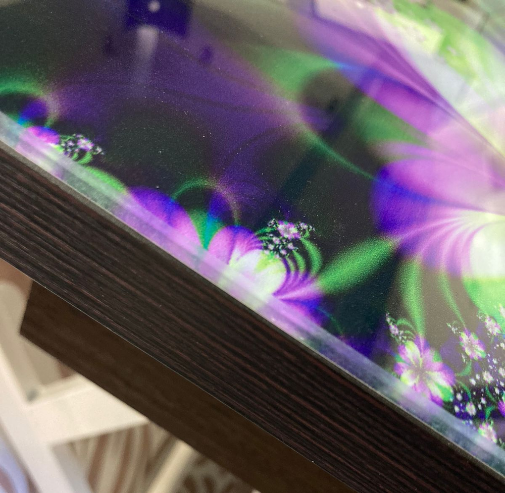 Стол неразд Прямоугольный подстолье прямое хром Царг.пояс венге Ст-ца фантазия (венге) ф/п стекло