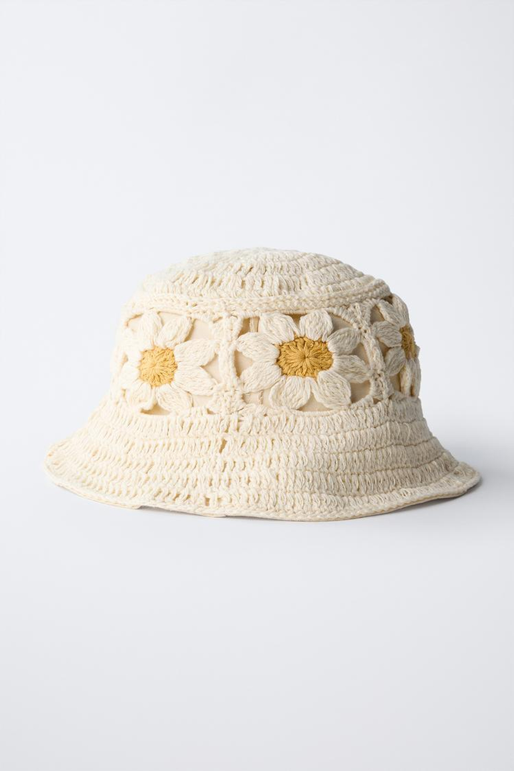 ZARA ПАНАМА ИЗ КРУЖЕВА КРОШЕ С ЦВЕТОЧНЫМ УЗОРОМ, ПЕСОЧНЫЙ